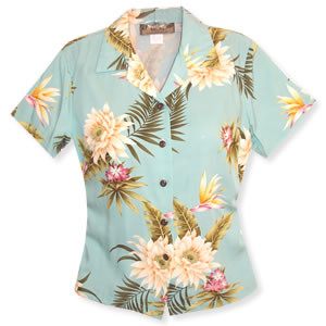 Mountain Green Hawaiian Women's Peplum Blouse - PapayaSun