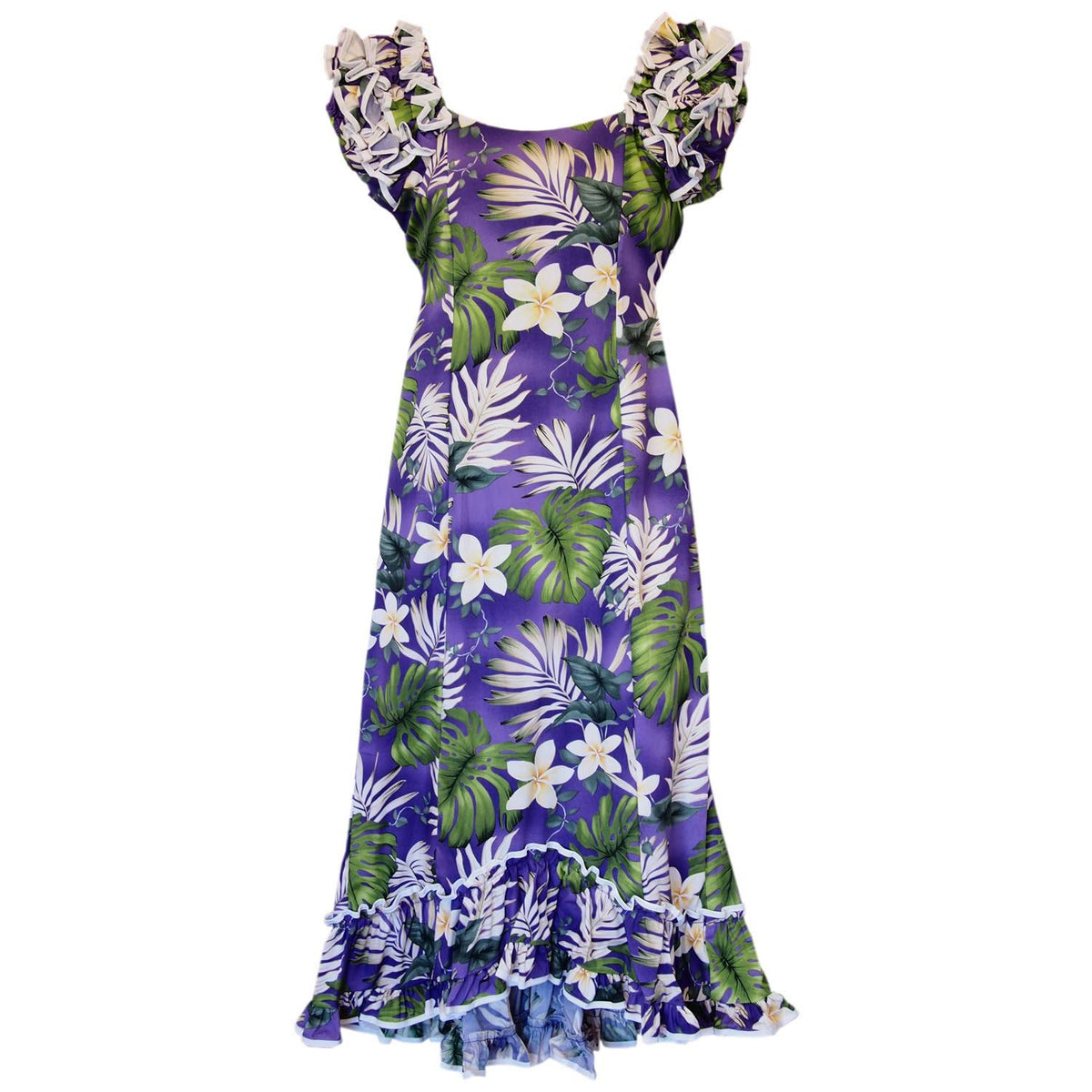 Amazon Purple Hawaiian Meaaloha Muumuu Dress with Sleeves - PapayaSun