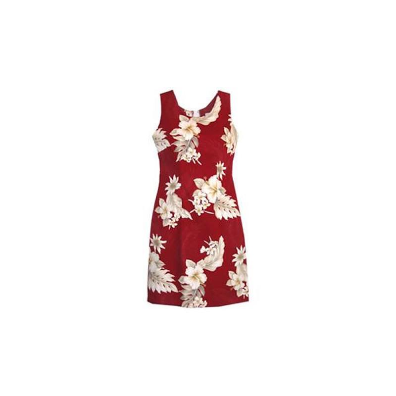 Chili Red Short Hawaiian Sheath Floral Dress - PapayaSun