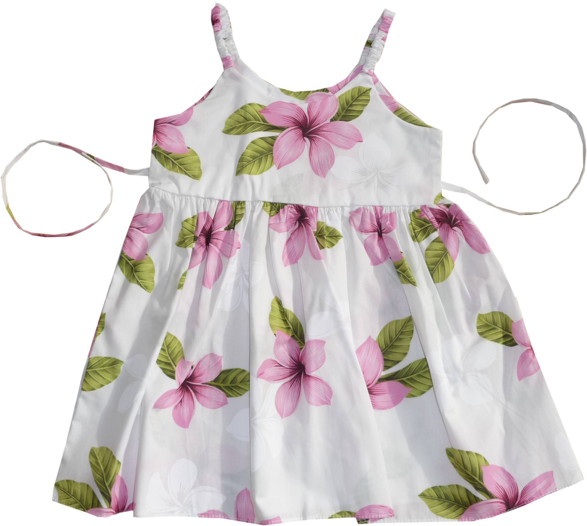 Delight Pink Hawaiian Girl's Sundress with Elastic Straps - PapayaSun