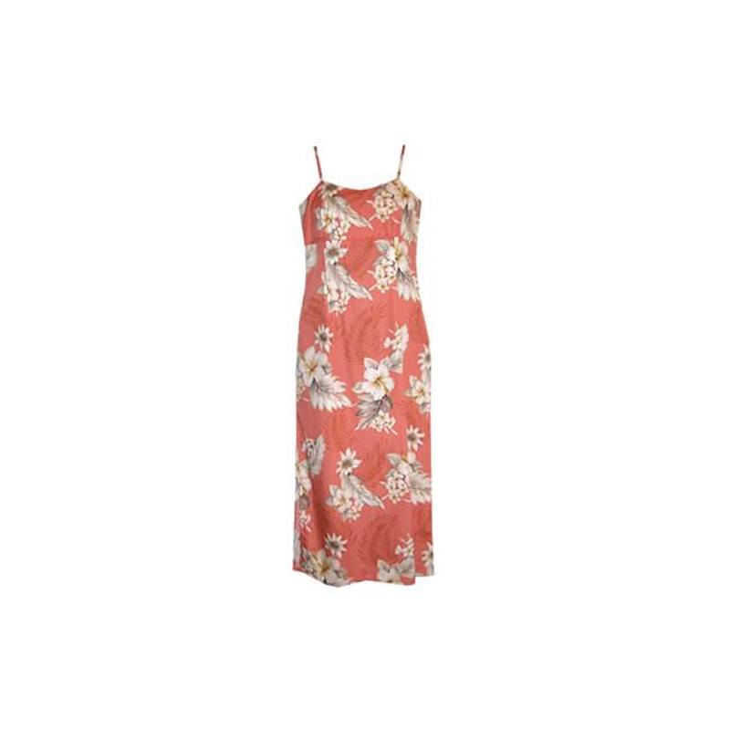 Petal Pink Long Hawaiian Skinny Strap Floral Dress - PapayaSun