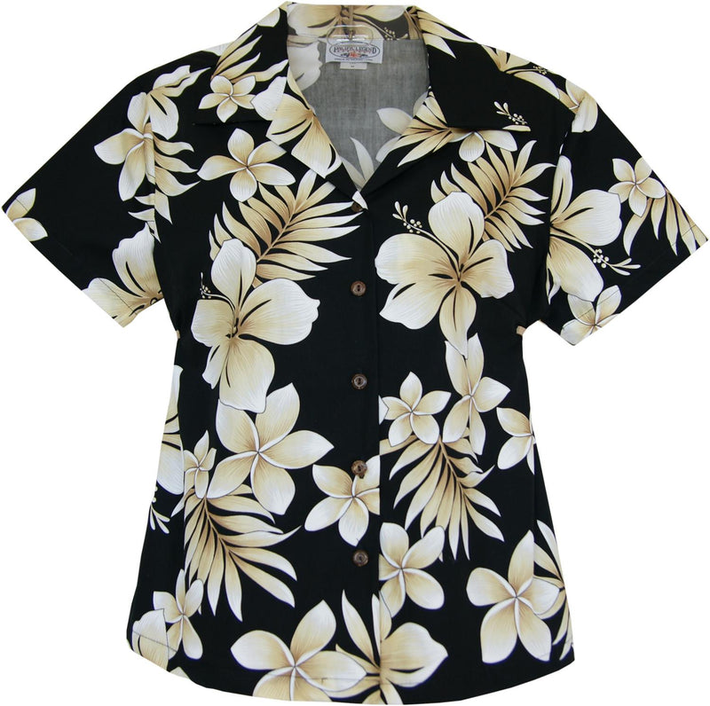 Beachcomber Black Hawaiian Women's Cotton Blouse - PapayaSun