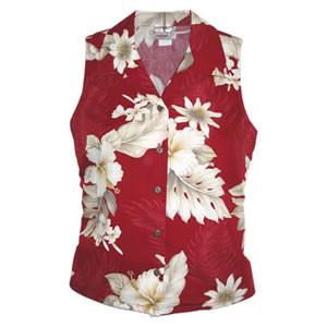 Chili Red Hawaiian Women's Sleeveless Shirt - PapayaSun