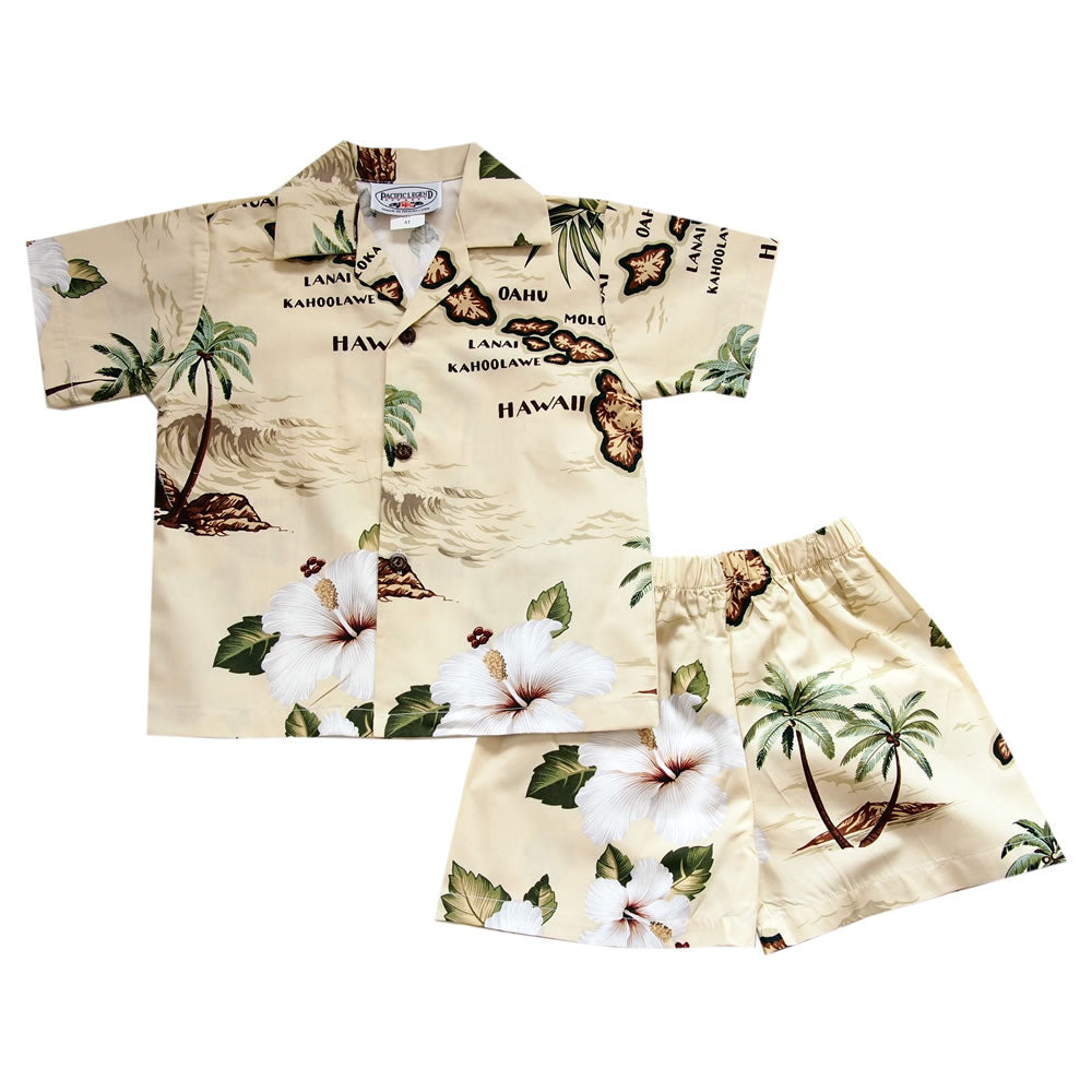 Voyage Yellow Hawaiian Boy Shirt & Shorts Set - PapayaSun