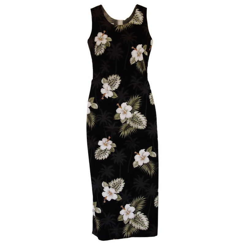 Blackberry Black Long Hawaiian Tank Dress - PapayaSun