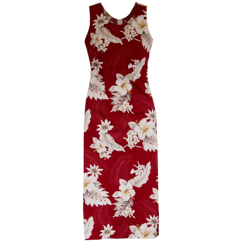 Chili Red Long Hawaiian Tank Dress - PapayaSun