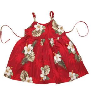 Lava Red Hawaiian Girl's Sundress with Elastic Straps - PapayaSun