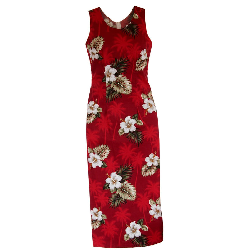 Lava Red Long Hawaiian Tank Dress - PapayaSun