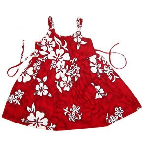 Seastar Red Hawaiian Girl's Sundress with Elastic Straps - PapayaSun