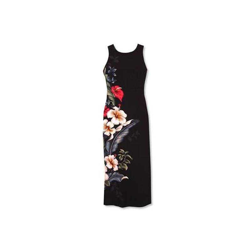 Sweetheart Black Long Hawaiian Tank Dress - PapayaSun