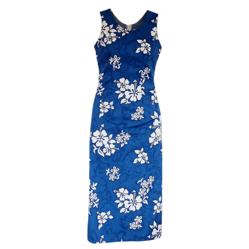 Waves Blue Long Hawaiian Tank Dress - PapayaSun